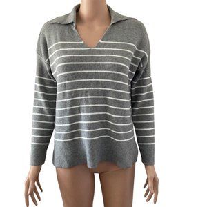 Philosophy Sweater Pullover Gray White Horizontal Striped Women Size Medium